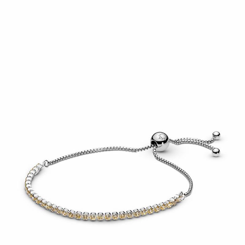 Pandora Golden Sparkling Strand Bracelet Clearance NZ, Sterling Silver (405386-DBN)